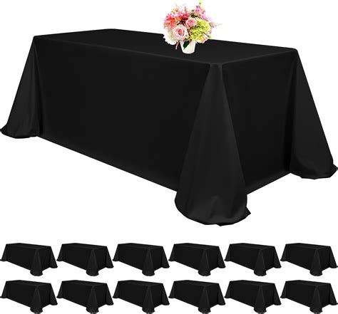 Amazon.com: 12 Pack Black Tablecloths for 8ft Rectangle Tables 90 x 132 ...