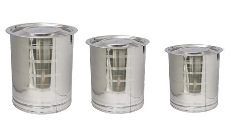 Buy JPS Steel Drums With Lid - 5 kg, 7 kg, 10 kg, 3 Pieces, Silver ...