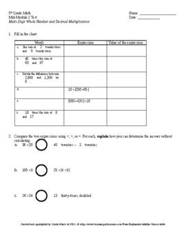 Image result for Eureka Math Grade 5 Lesson 5 Module 2 Mid Module Assessment Task