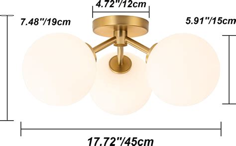 Kunlinzhu Mid Century Modern Gold Semi Flush Mount Ceiling India | Ubuy