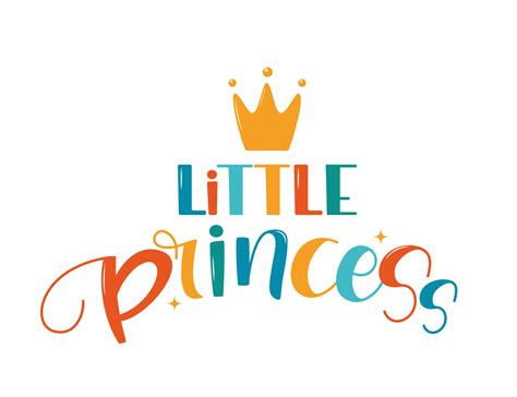 Hand drawn lettering Little Princess with crown for print, clothes, card, children's room decor ...