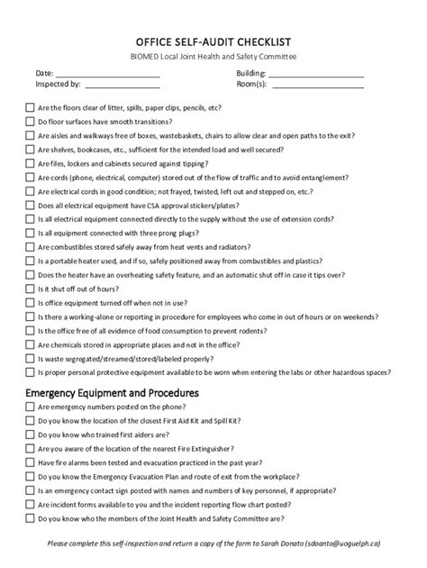 Fillable Online Inspection Checklists - Sample Checklist for Offices ...