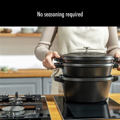 Buy STAUB Cast Iron Set 4-pc, Stackable Space-Saving Cookware Set ...