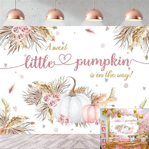 Amazon.com : Little Pumpkin Baby Shower Backdrop 7x5FT A Sweet Little ...