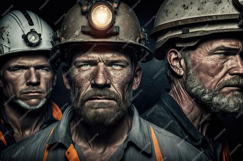 Premium Photo | Portrait of a group of miners looking at camera Generative AI illustration