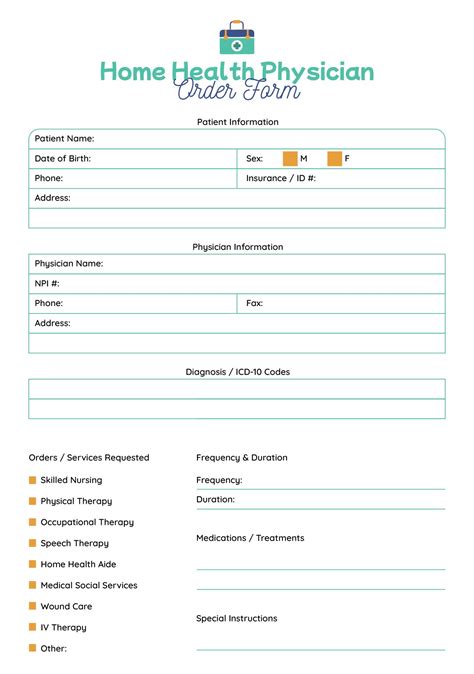 Physician Order Sheet - 10 Free PDF Printables | Printablee