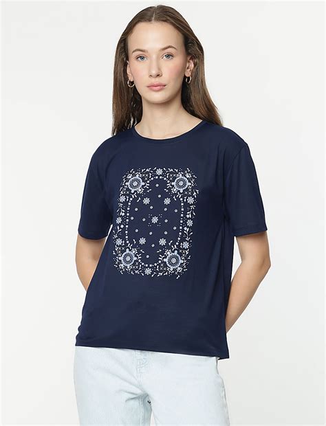 Buy Round Neck Floral Printed T-Shirt at Marks & Spencer