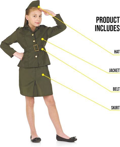 Buy Fun Shack Army Girl Costume WW2 1940s Soldier History Fancy Dress ...