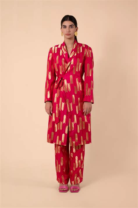Handwoven Pink Wrap-Around Jacket