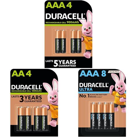 Duracell Rechargeable AAA 900mAh Batteries, Pack of 4 : Amazon.in ...