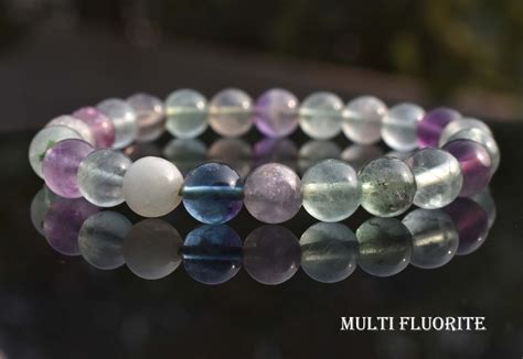 Multi Fluorite Unisex Natural Crystal Stone Bracelet – Reshamm Crystal ...