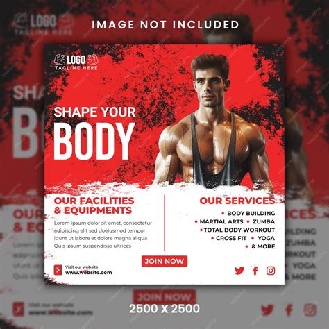 Fitness gym social media banner Instagrams post and banner template | Premium AI-generated PSD
