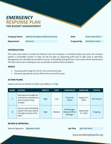 Emergency Response Plan Templates - Word Templates