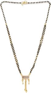 ACCESSHER Black Gold-Plated AD-Studded & Beaded Mangalsutra Brass ...