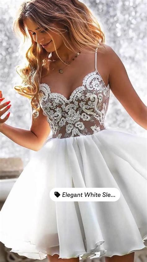 Elegant white sleeveless sweetheart lace short homecoming dress sh9404 – Artofit