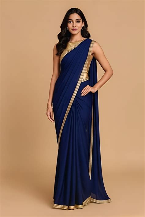 Regal Odessey Navy Saree – Saaki