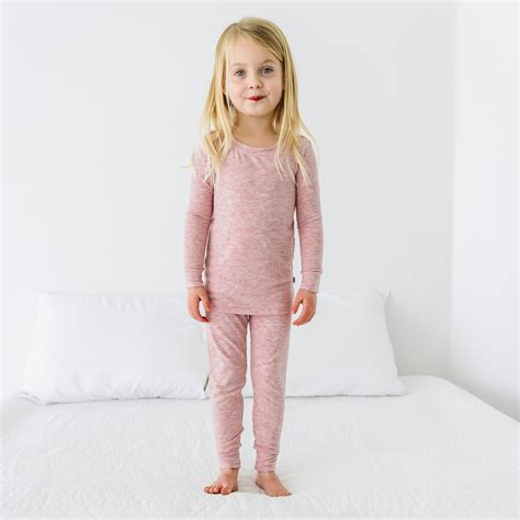 Heather Mauve Ribbed Two-Piece Pajama Set - Little Sleepies