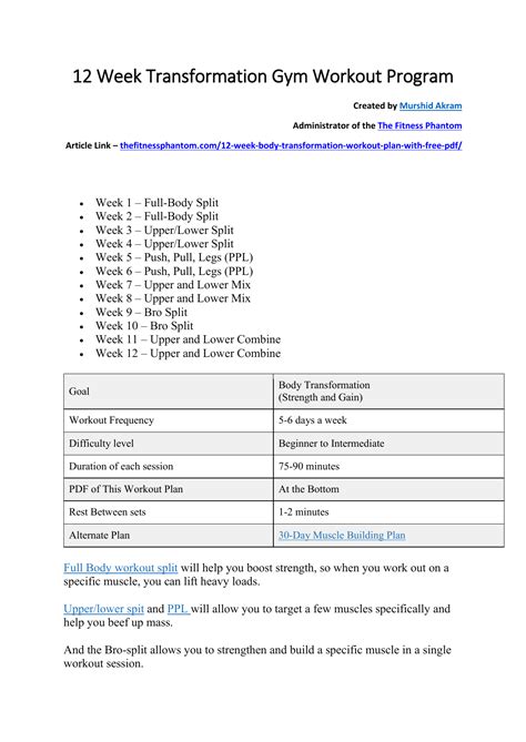 Free 12 Week Workout Plan 的图像结果