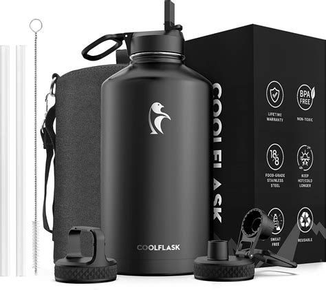 Coolflask Gallon 4 Liters 3800ml Water Bottle Insulated with Straw&3 ...