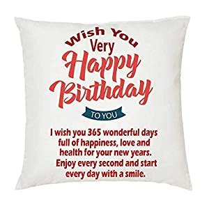 Buy Juvixz Wish You Very Happy Birthday to You 008 Printed White Square ...