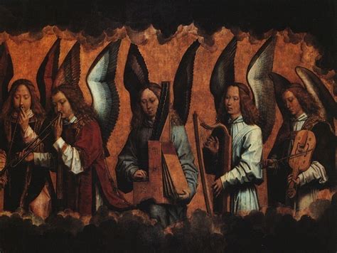 МУЗИЦИРУЮЩИЕ АНГЕЛЫ, ФРАГМЕНТ ТРИПТИХА, 1485 (картина) — Ганс Мемлинг
