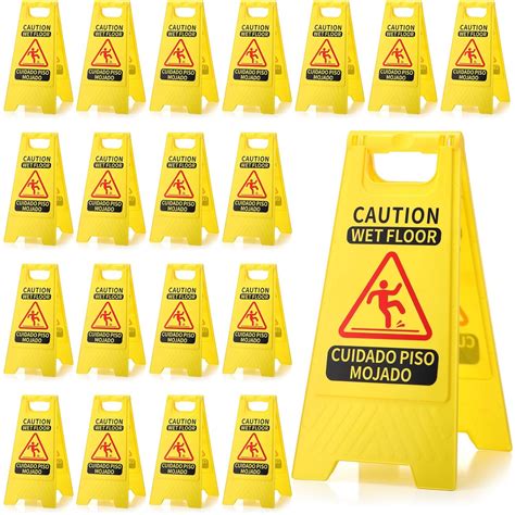 Kanayu 20 Pack Caution Wet Floor Sign Bulk Double Sided Folding Wet ...