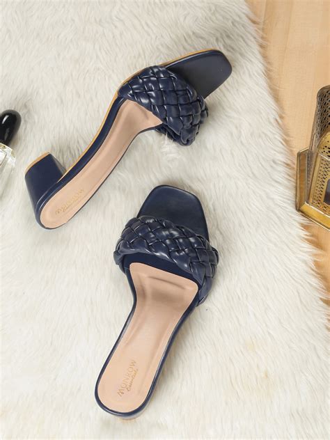 Navy Blue Open-Toe Opale Block Heels For Women – Monrow Shoes