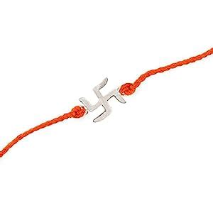 Buy Ahilya Jewels 92.5 Sterling Silver Swastik Silver Rakhi For Men And ...