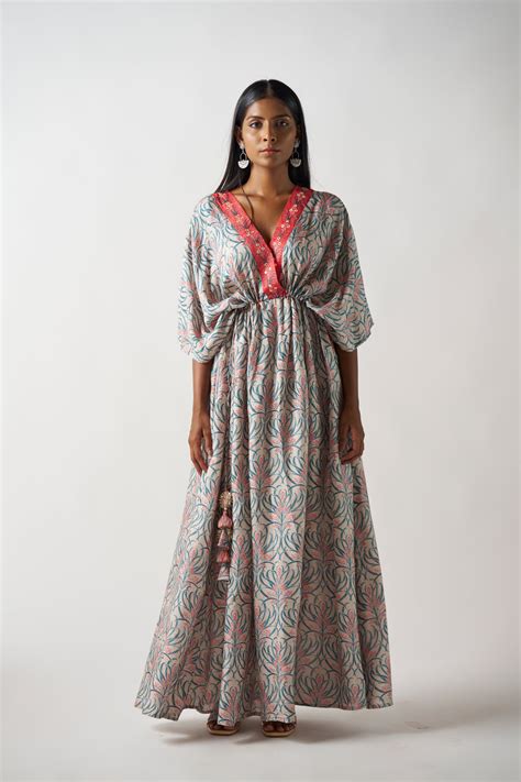 Nude Brown Cowl Sleeves Long Dress – Sukruti Design