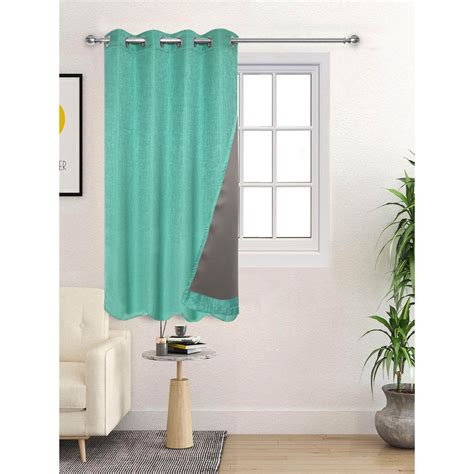 Buy Saral Home Teal Pearl Polyester Blackout Textured Curtain Online