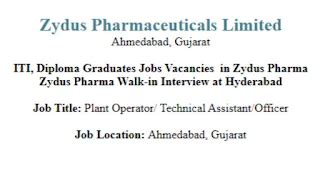 Zydus Pharmaceuticals Walk-In Interview 2025: ITI, Diploma Graduates ...