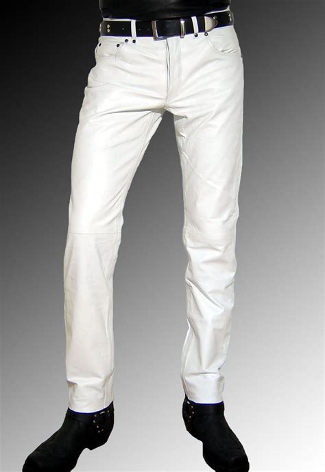 White leather pants, Mens leather pants