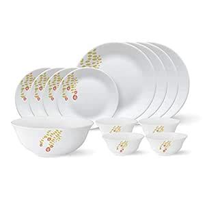 Larah by Borosil - Tiara Series, Pebbles, 13 Pcs, Opalware Dinner Set ...