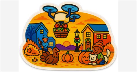 Thanksgiving Drone Delivery 3.0 by The Drone Sticker Store | Die cut ...