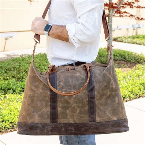 Men's Personalized Waxed Canvas Weekender Bag - Marleylilly