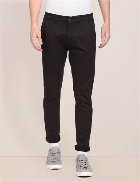 Men Black Mid Rise Solid Casual Trousers – U.S. Polo Assn. India