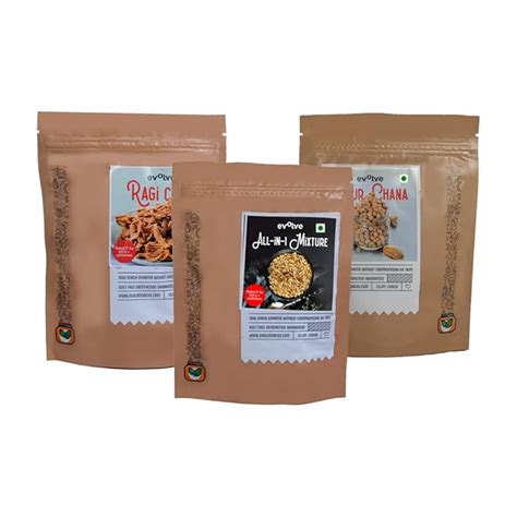 Evolve Healthy Snacks Pack of 3 | All in One Mixture| Ragi Chips | Gur ...