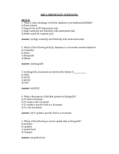 MID 2 BDA - Lecture Notes on NoSQL and R Programming Concepts - Studocu