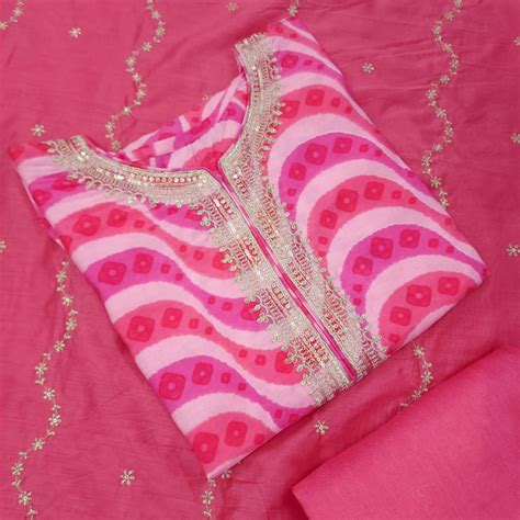 Set 39 - 5th July - Shades of Pink bandhani printed muslin - seq ...