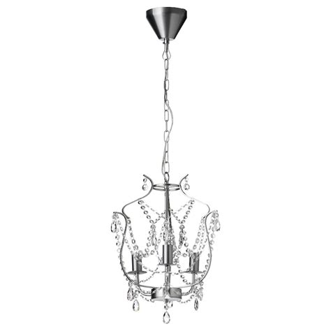 KRISTALLER chandelier, 3-armed, silver-colour/glass, 32 cm (13") - IKEA