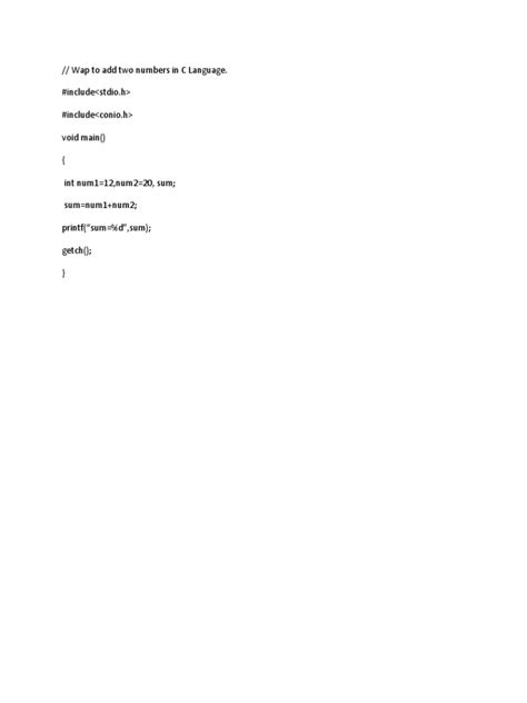 Image result for Addition of Two Number C Language Programming