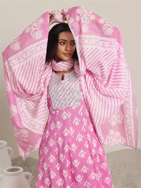 Buy Pink Printed Cotton Anarkali Suits With Dupatta Online at Rs.1699 ...