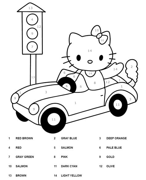 Hello Kitty Color By Number Coloring Page