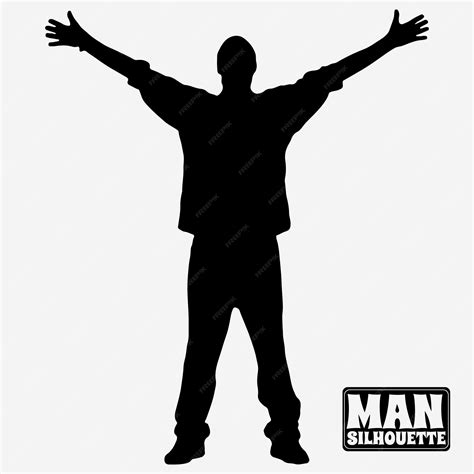 Premium Vector | Silhouette of man with his arms outstretched