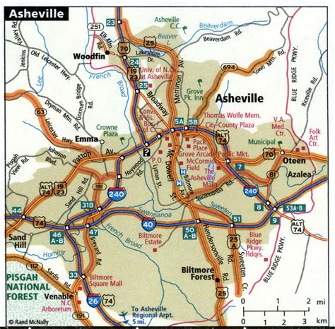 Asheville city road map for truck drivers town area toll free highways ...