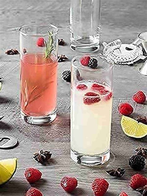 Beadart (Pack of 6) Crystal Cut Water Glasses Transparent Long Glass ...
