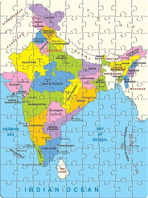 Buy Thri Star All About India Map Puzzle Game - with Flags & Capitals- with Country Shaped ...