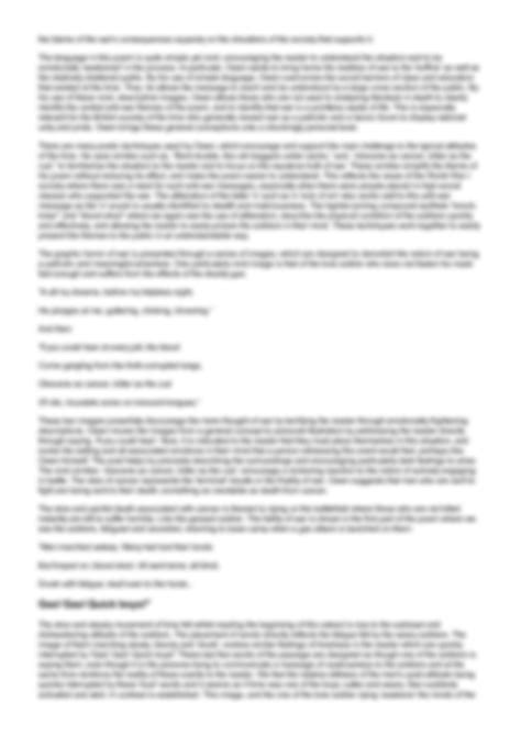 SOLUTION: Comparison of dulce et decorum est by wilfred owen and the ...