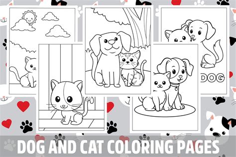 Cat And Dog Coloring Pages Pets Coloring Pages Booklet: Dog, Cat,