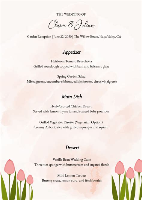 20+ Wedding Menu Templates - Great Research